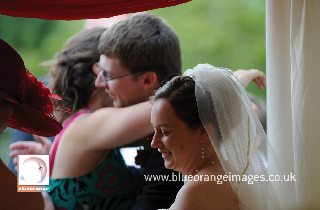 The bride and bridegroom, welcoming their guests at Welwyn Garden City reception