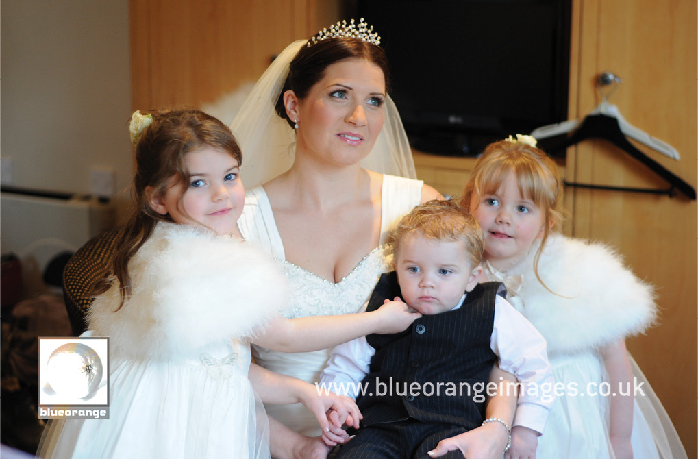 Hunton Park wedding venue, bride and children getting ready