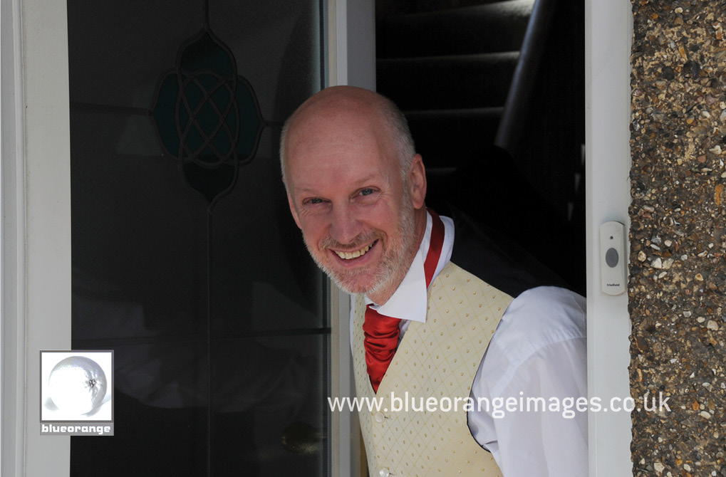 The father of the bride, at the family home’s front door