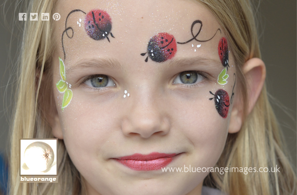 Ladybird face painting designs from Blue Orange Images Photographs, Watford