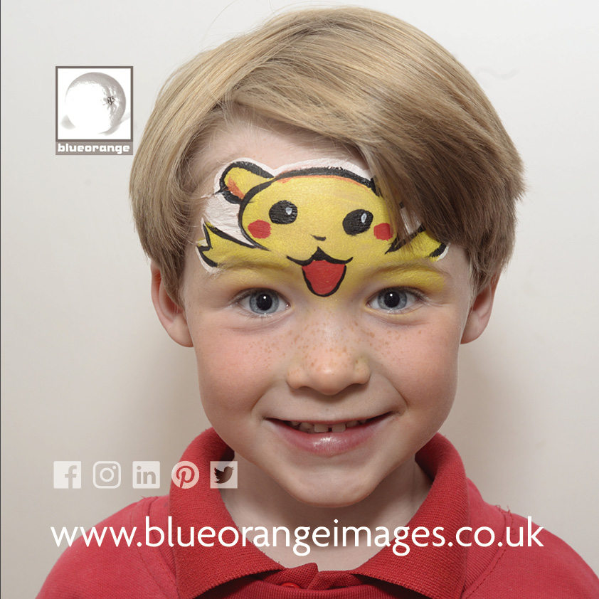 Face painting Pokemon design, Blue Orange Images, Abbots Langley, Herts