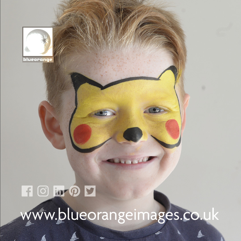 Face painting Pokemon design, Blue Orange Images, Abbots Langley, Herts