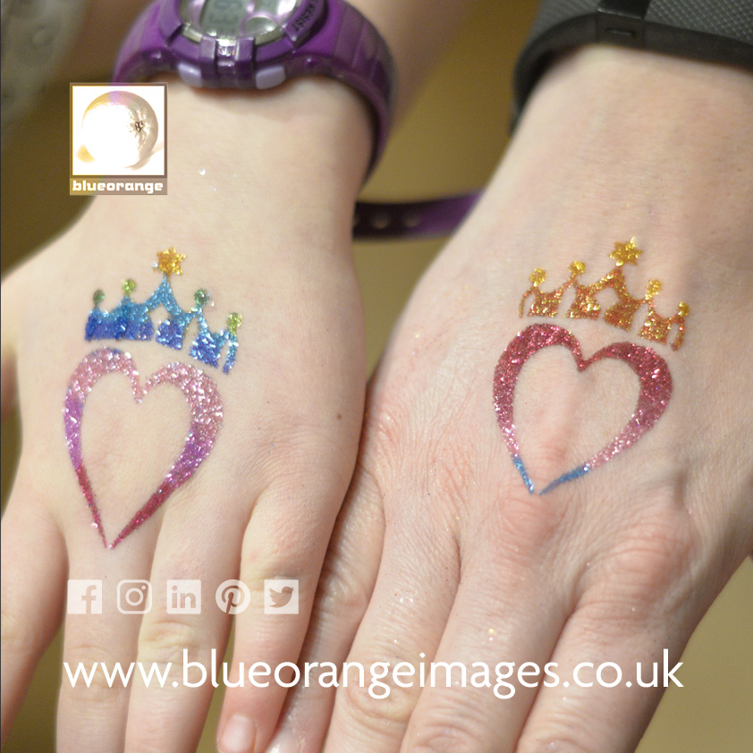Glitter tattoos heart design, Blue Orange Images, Watford
