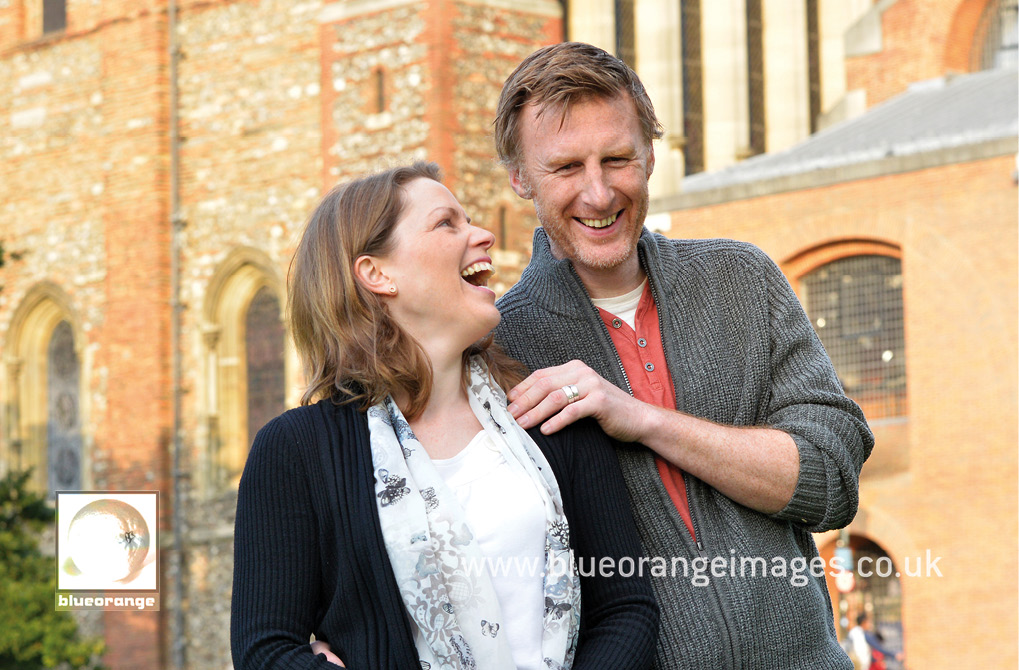 Helen & Gareth, engagements photos at St Albans Cathedral, Herts